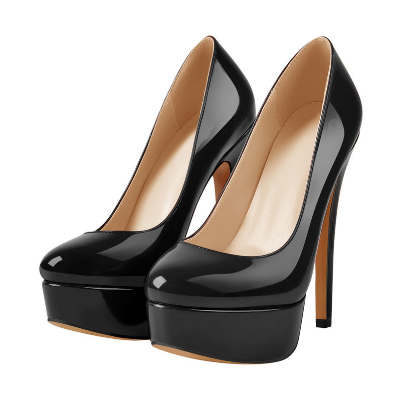 Damen Lackleder Plateau Stiletto High Heels Pumps