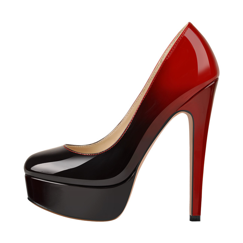 Damen Plateau Stiletto High Heels Runde Zehen Pumps