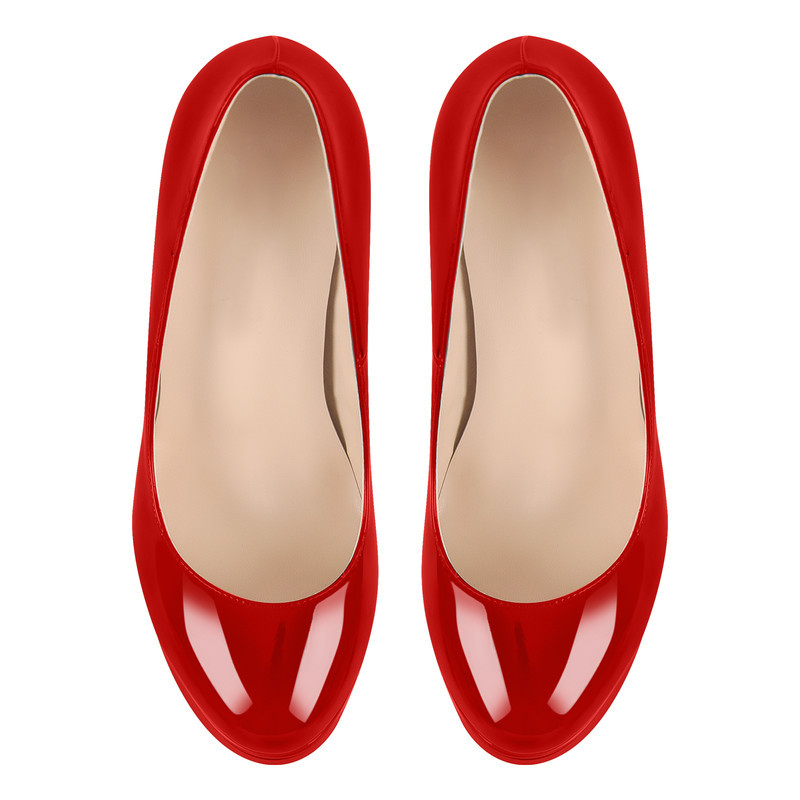 Lackleder Runde Zehe Doppeltes Plateau Hoher Absatz Pumps