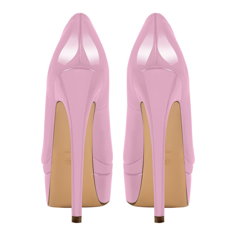 Lackleder Runde Zehe Doppeltes Plateau Hoher Absatz Pumps