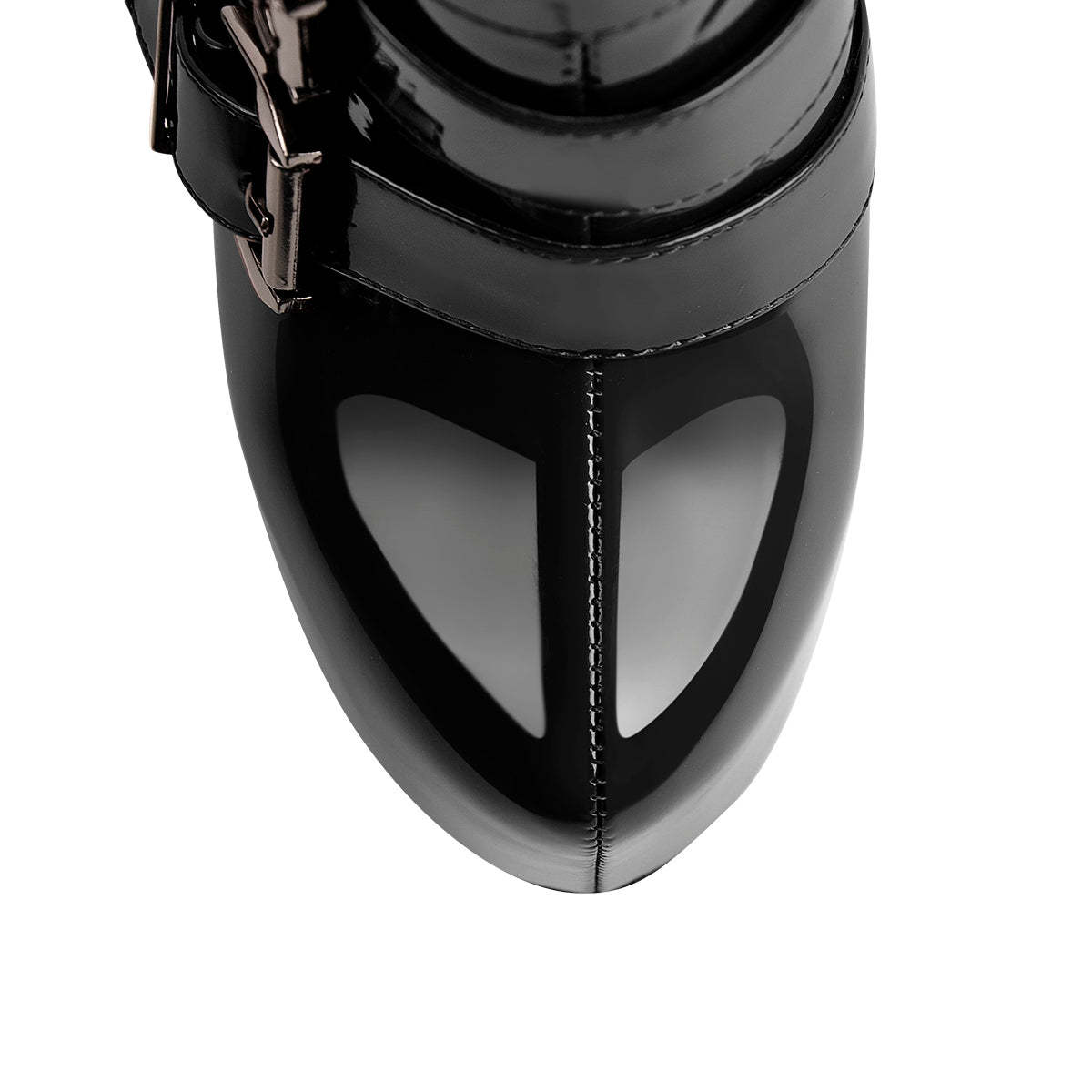 Plateau Stiefeletten mit Metallabsatz Sexy Stilettos High Heels Boots Schnallen