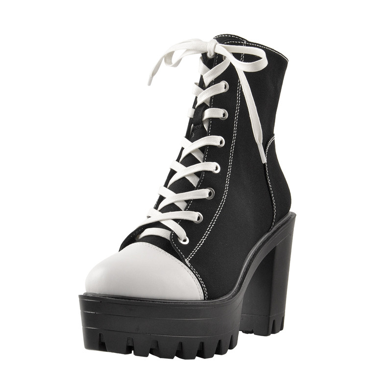 Canvas Stiefel mit Plateau-Schnürung