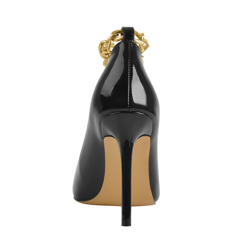 Lackleder Knöchelketten High Heel Spitzenpumps