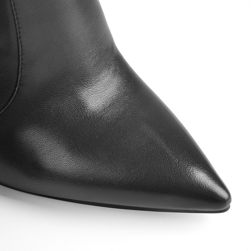 Spitz zulaufende Stiletto Knie Stiefel mit Reißverschluss