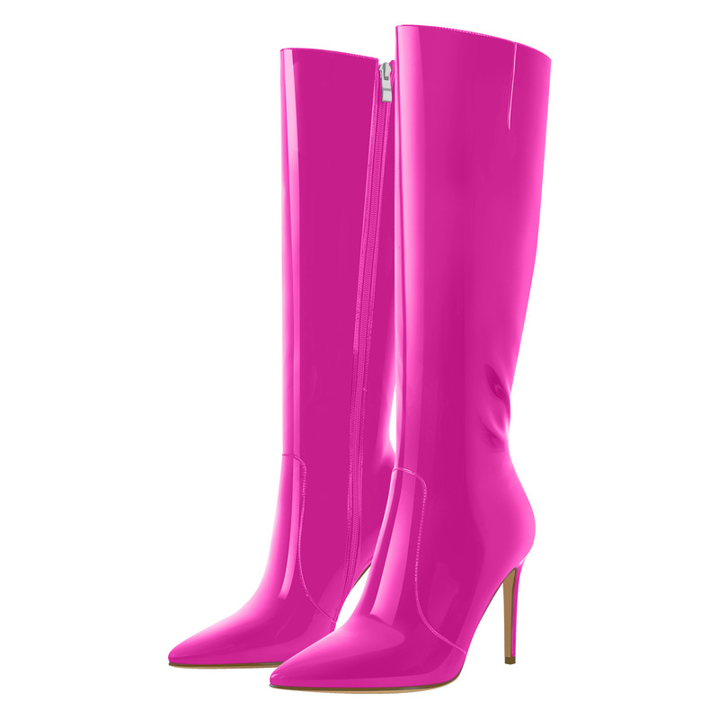 Spitz zulaufende Stiletto Leder Kniestiefel