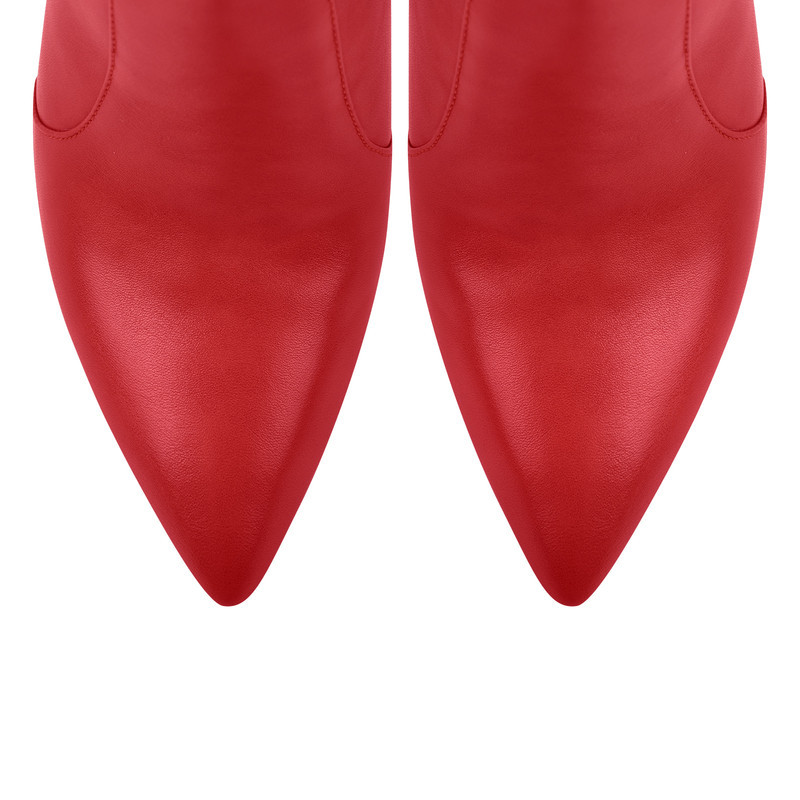 Spitz zulaufende Stiletto Leder Kniestiefel