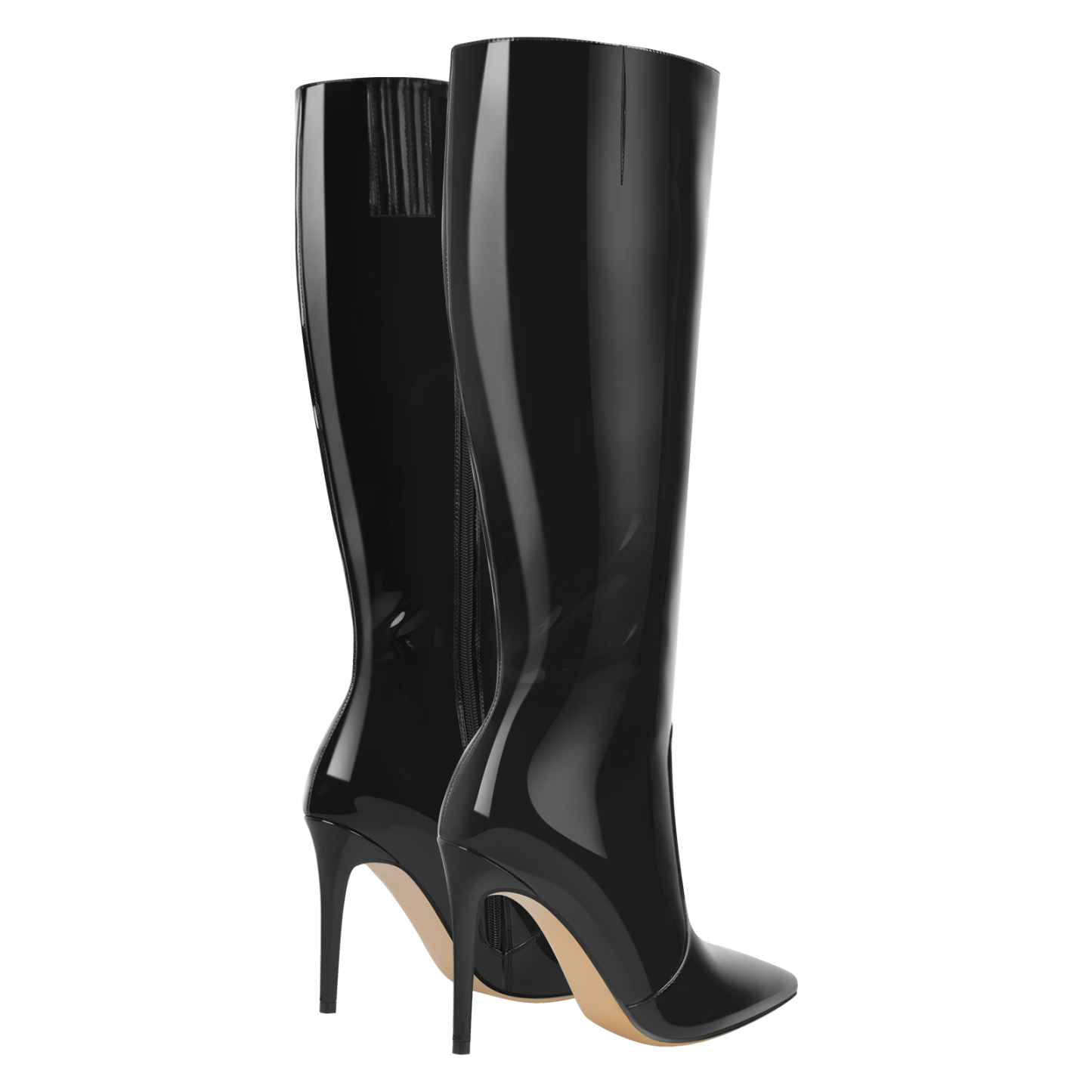 Spitz zulaufende Stiletto Knie Stiefel mit Reißverschluss