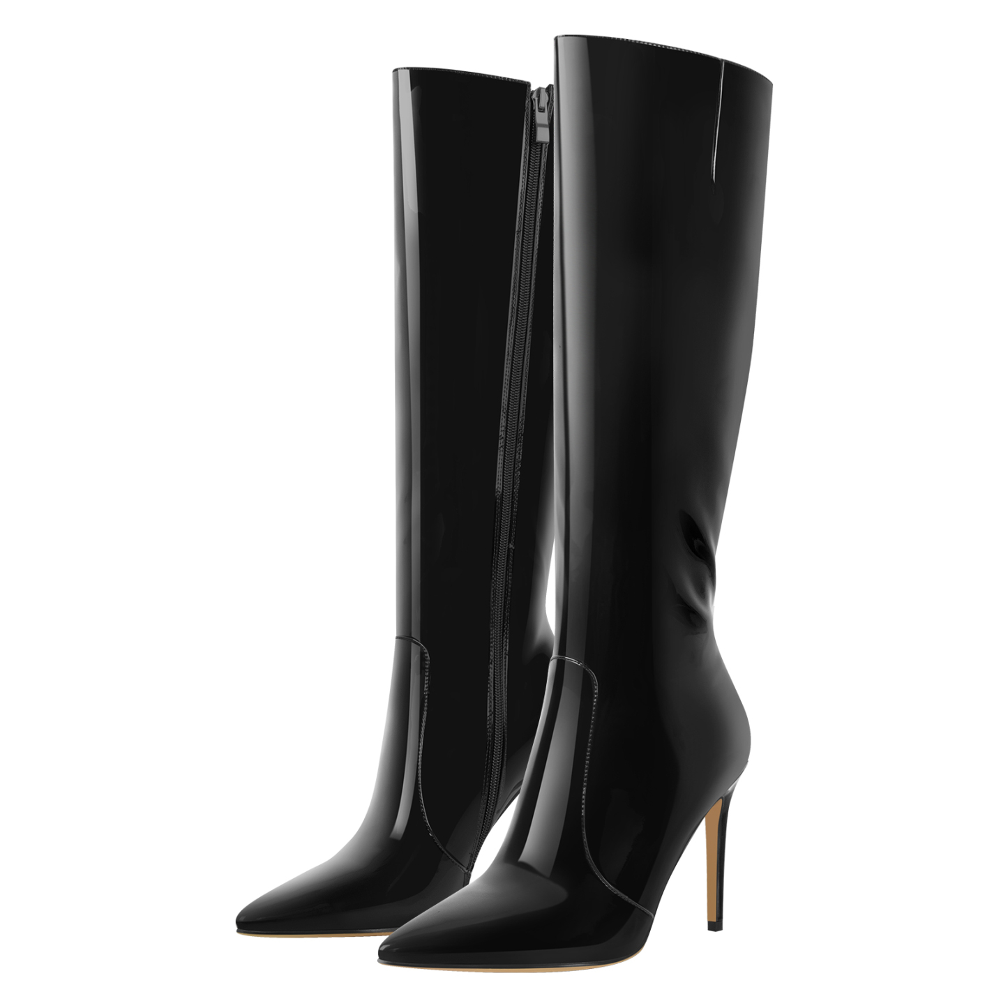Spitz zulaufende Stiletto Knie Stiefel mit Reißverschluss