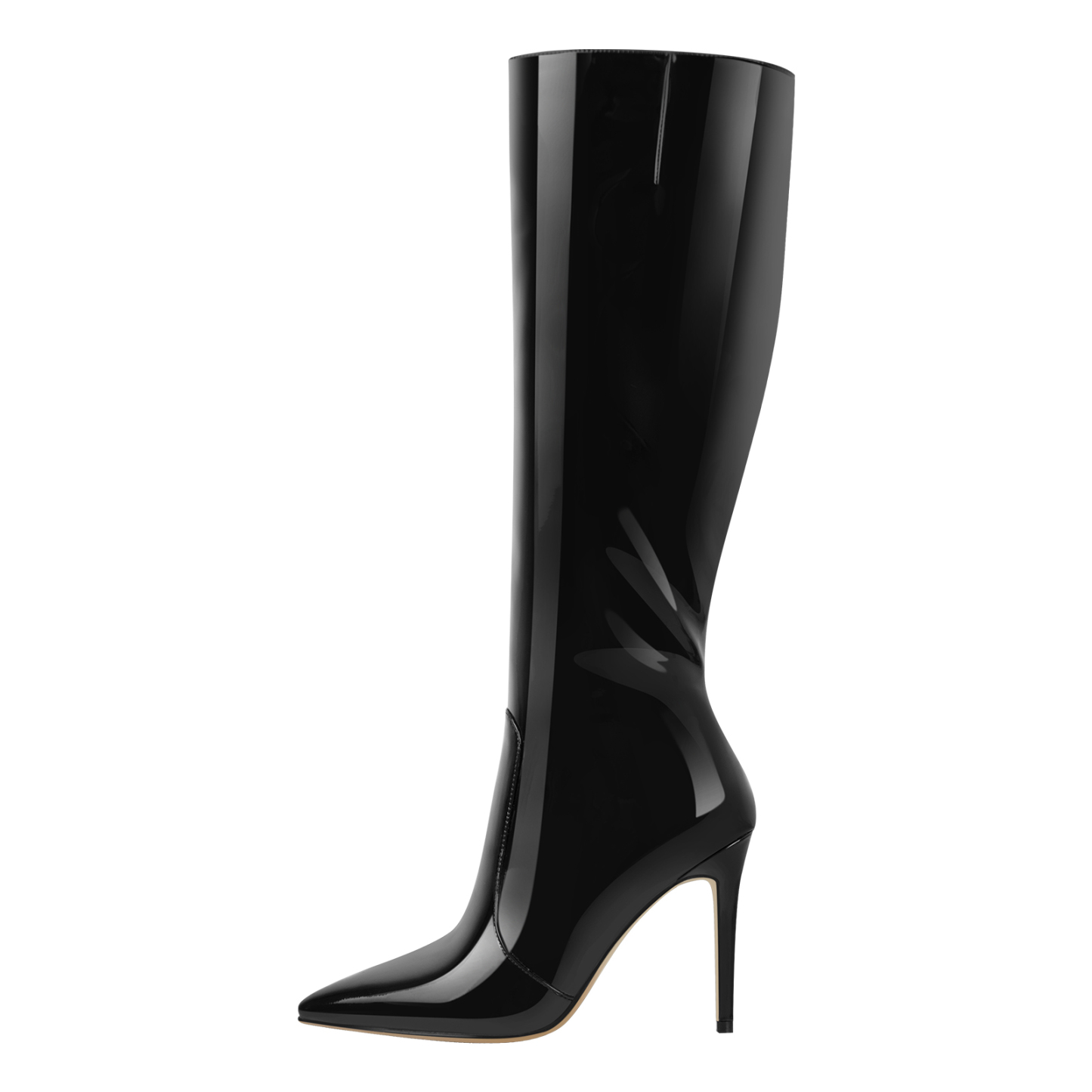 Spitz zulaufende Stiletto Knie Stiefel mit Reißverschluss