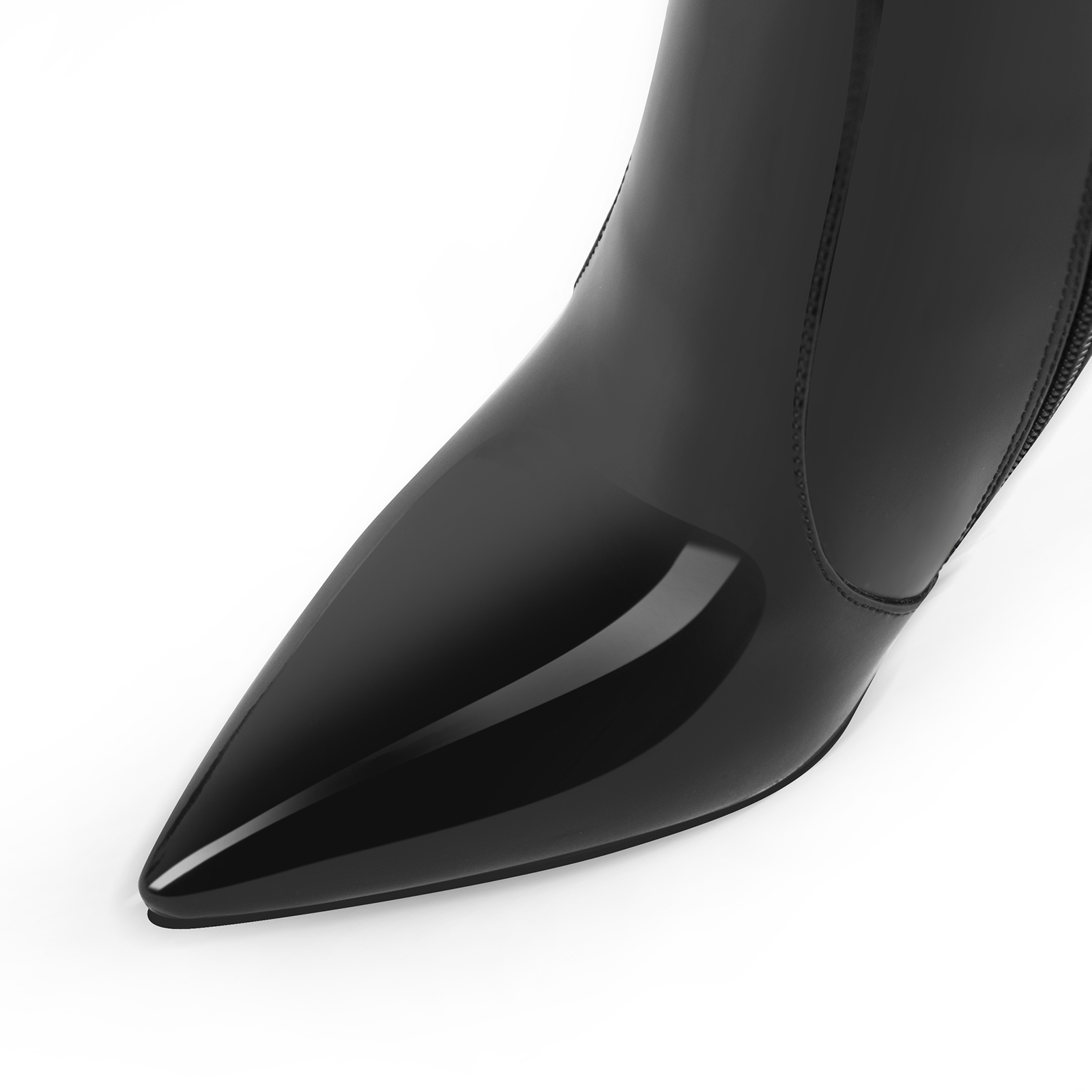 Spitz zulaufende Stiletto Knie Stiefel mit Reißverschluss