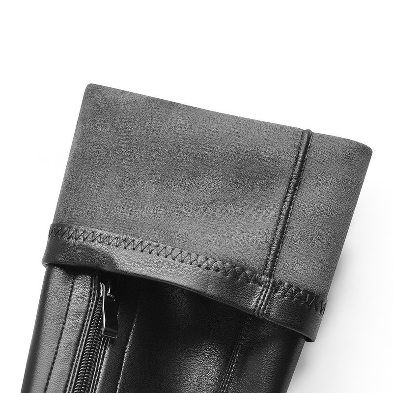 Niete Schnürsenkel Reißverschluss Plateau Langschaftstiefel