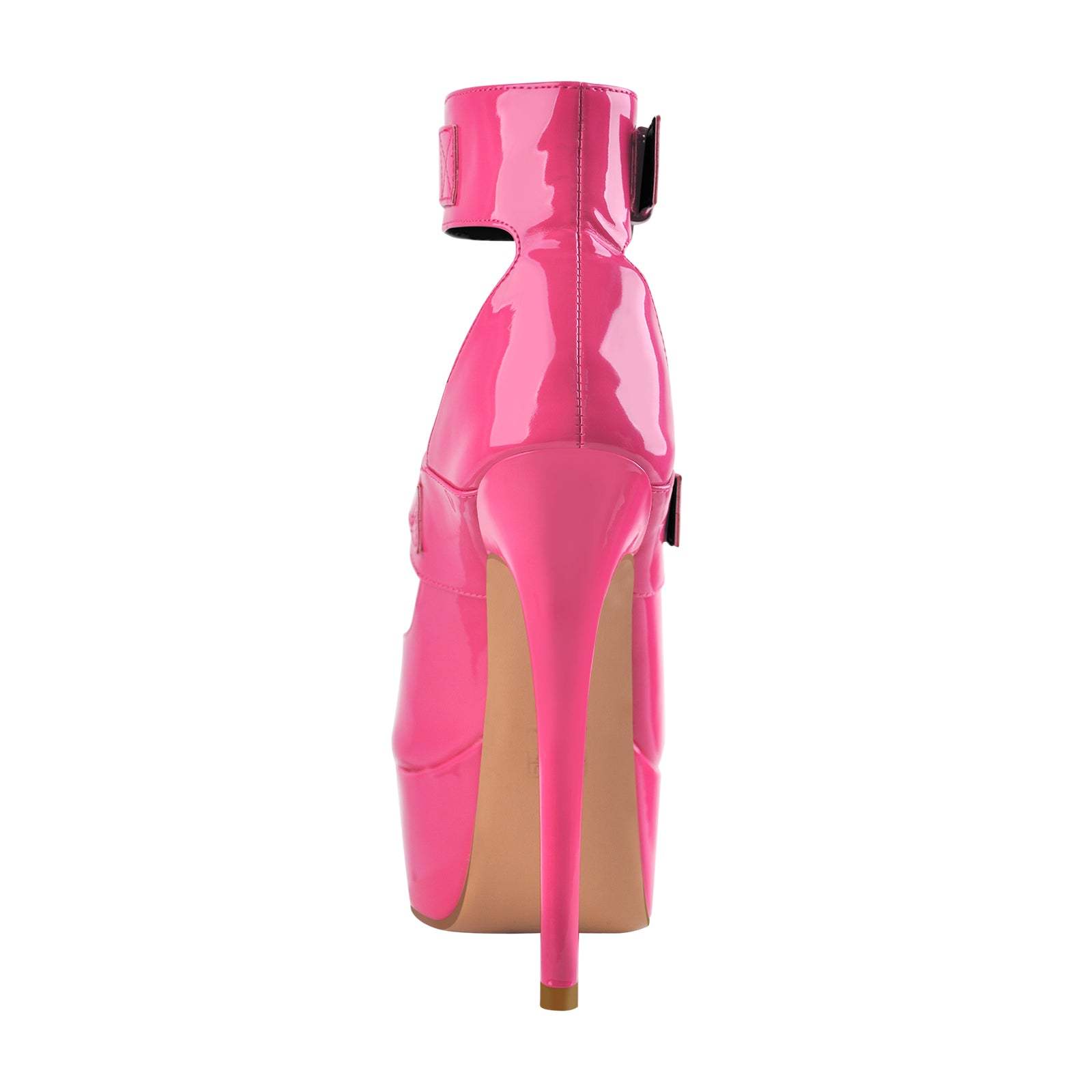 Plateau Pumps mit Schnallen Peeptoe