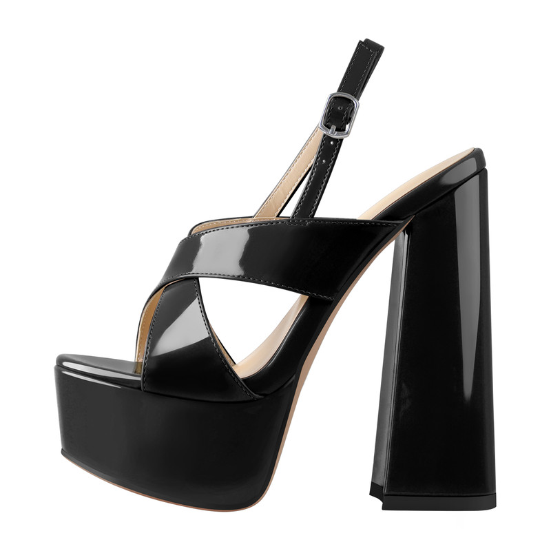 Plattform Slingback Sandalen Kreuz und Quer Riemchen