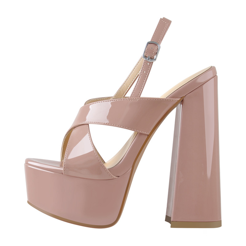 Plattform Slingback Sandalen Kreuz und Quer Riemchen