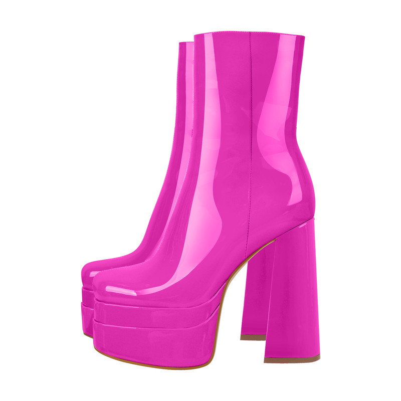 Quadratische Zehe doppelte Plattform Blockabsatz Stiefeletten