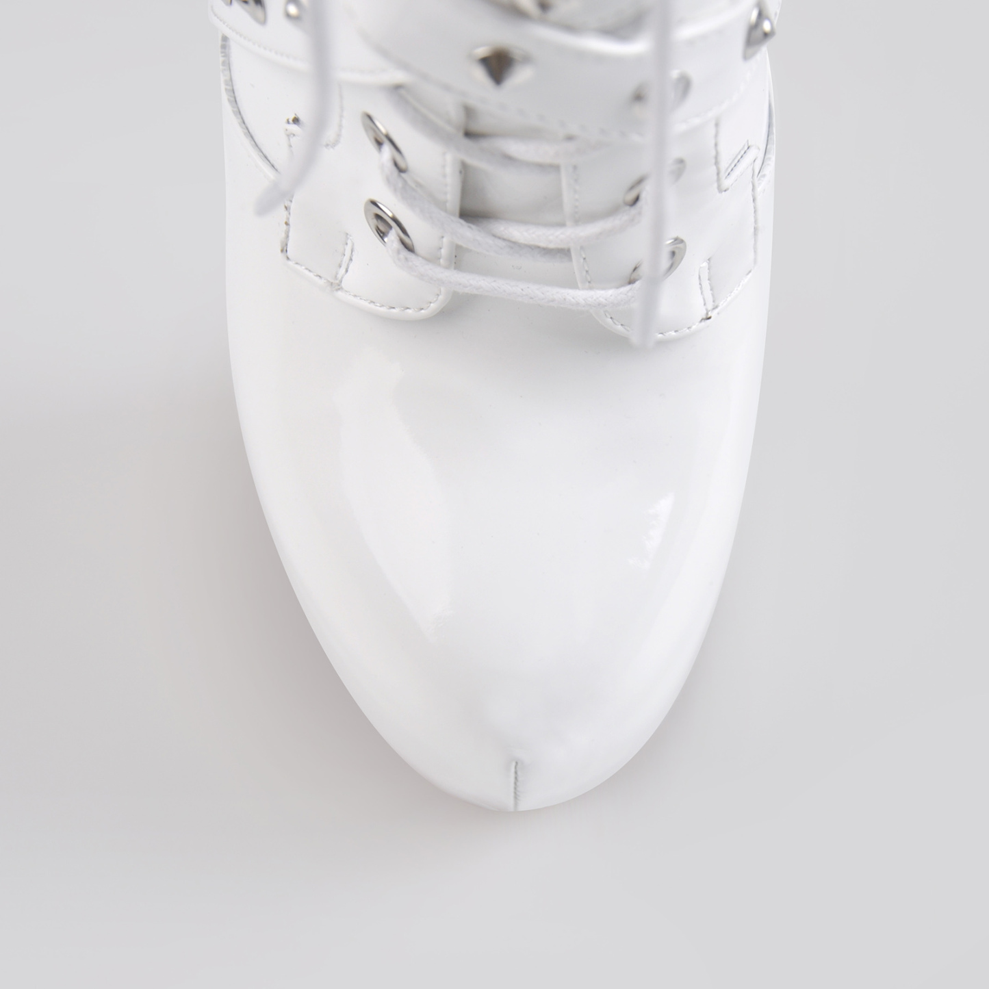 Plateau Niete Schnalle Schnürsenkel Blockabsatz Stiefel