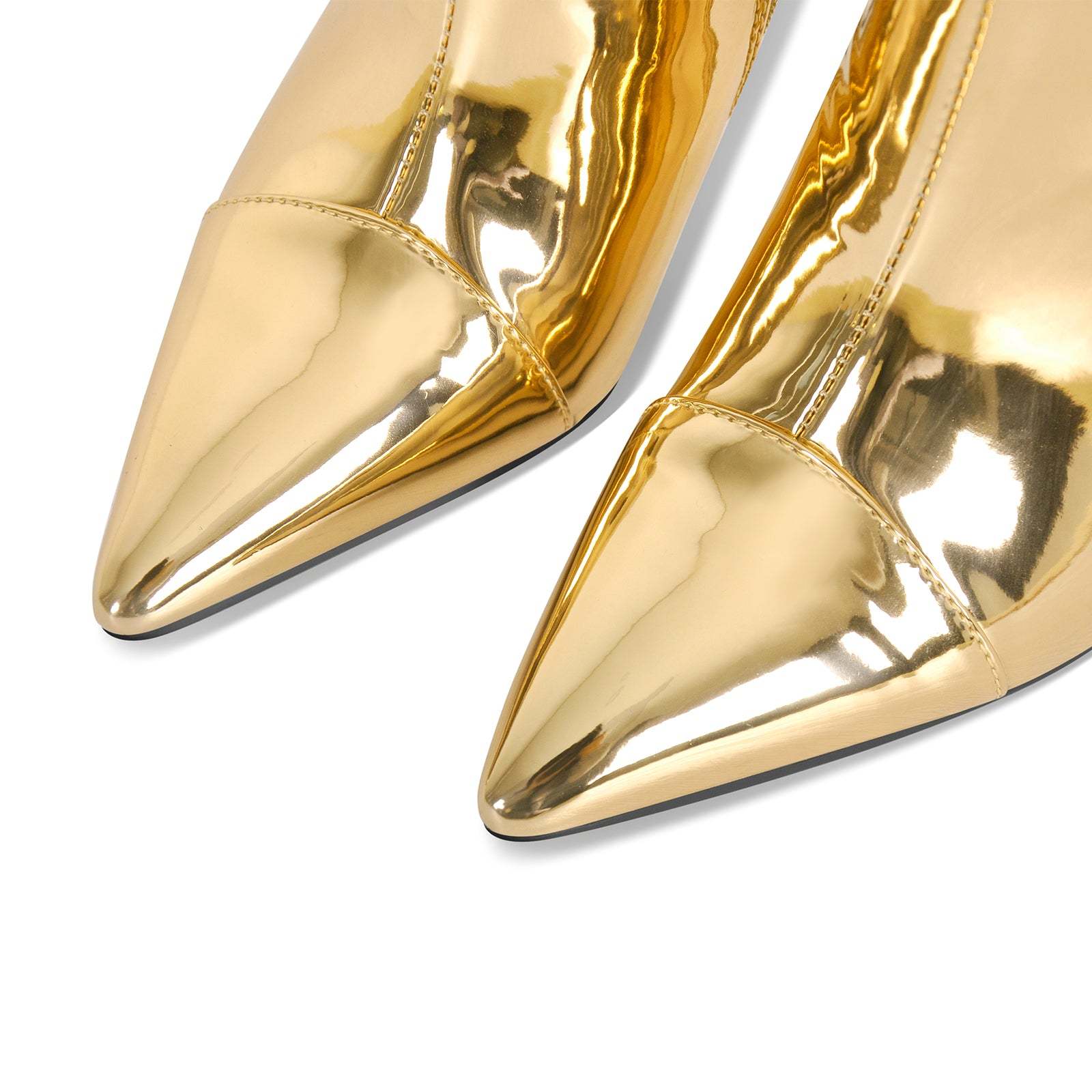 Metallische Langschaftstiefel mit Pfennigabsatz Glitter Stilettos High Heels Reißverschluss