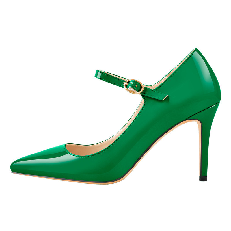 Mary Jane Lackleder Pumps High Heel spitze Zehenpartie