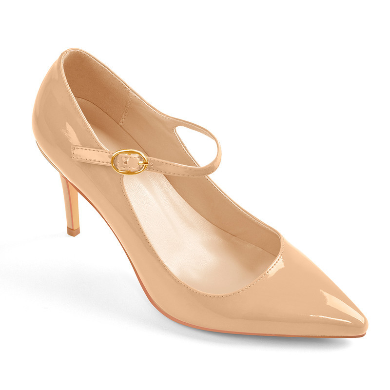 Mary Jane Lackleder Pumps High Heel spitze Zehenpartie