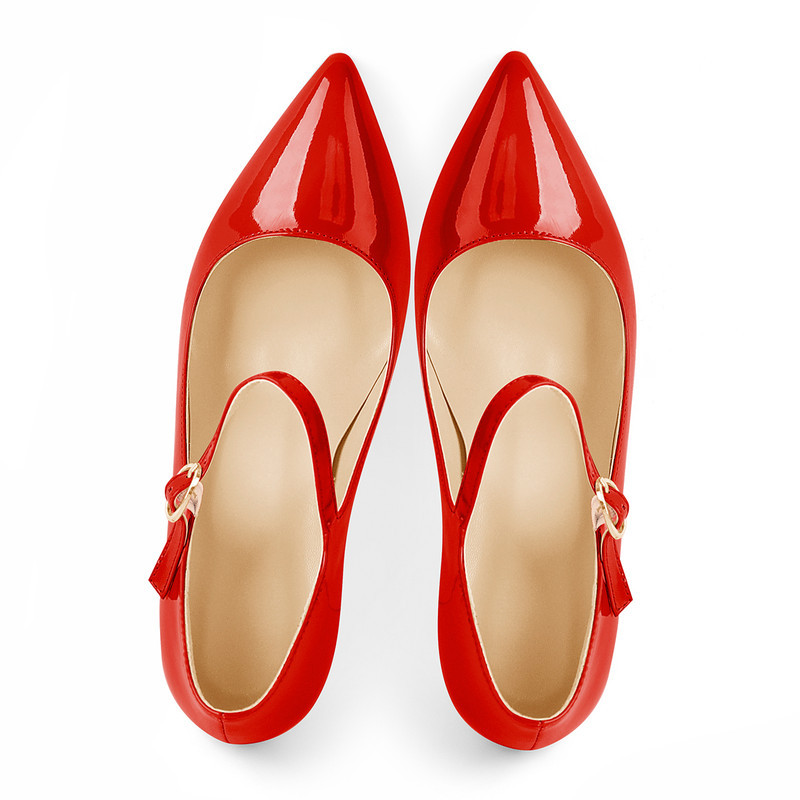 Mary Jane spitze Zehenpartie Lackleder Pumps High Heel