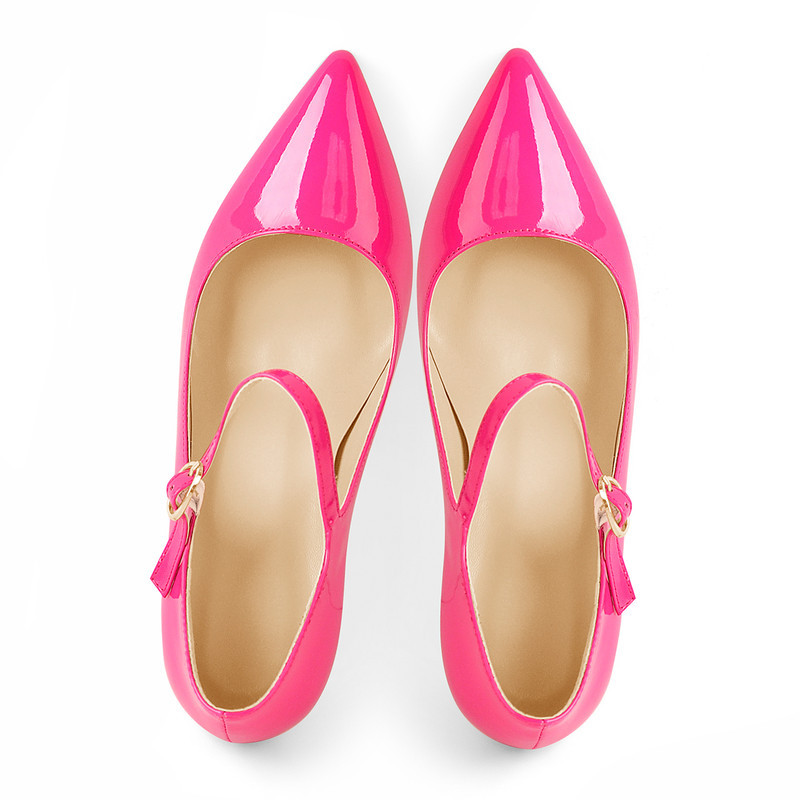 Mary Jane spitze Zehenpartie Lackleder Pumps High Heel