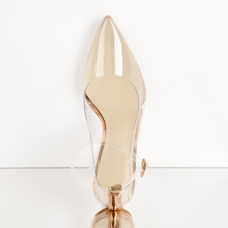 Spitze transparente High Heels mit quadratischem Absatz