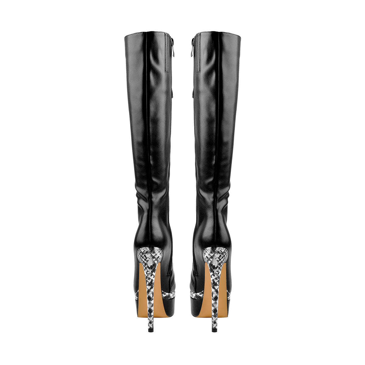 Langschaft Stiefel Plateau Hohe Schnürstiefel mit Stiletto Absatz Kniehohe