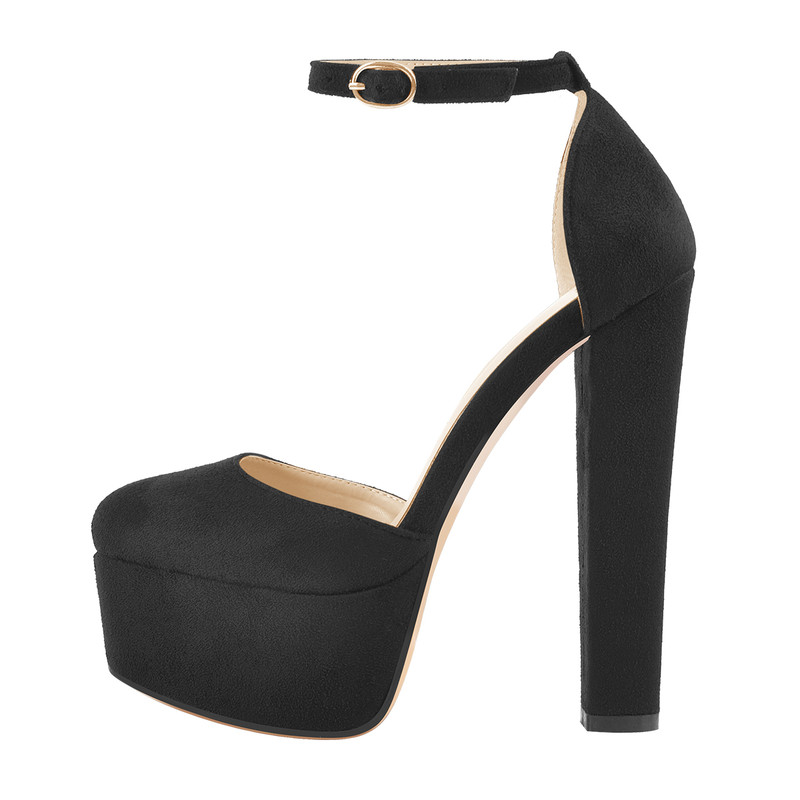 Plateau Pumps mit klobigem High Heel und Fesselriemchen
