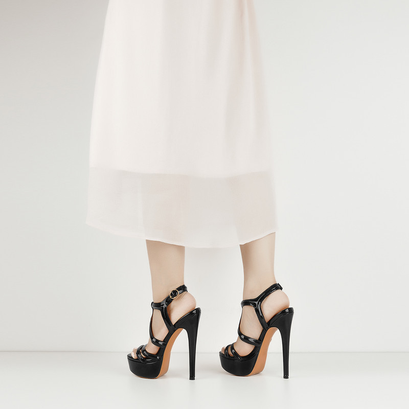 Plattform Stilettos Knöchelriemen Kreuz und Quer Sandalen