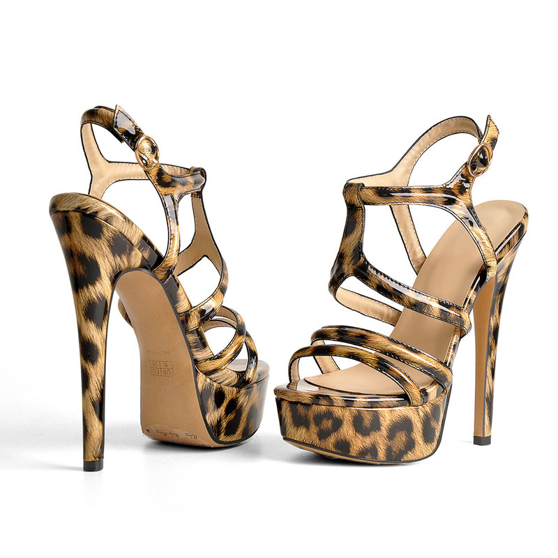 Plattform Stilettos Knöchelriemen Kreuz und Quer Sandalen