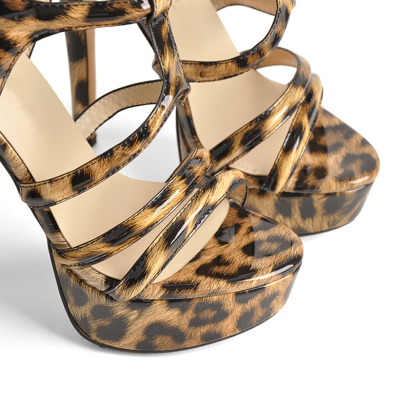 Plattform Stilettos Knöchelriemen Kreuz und Quer Sandalen