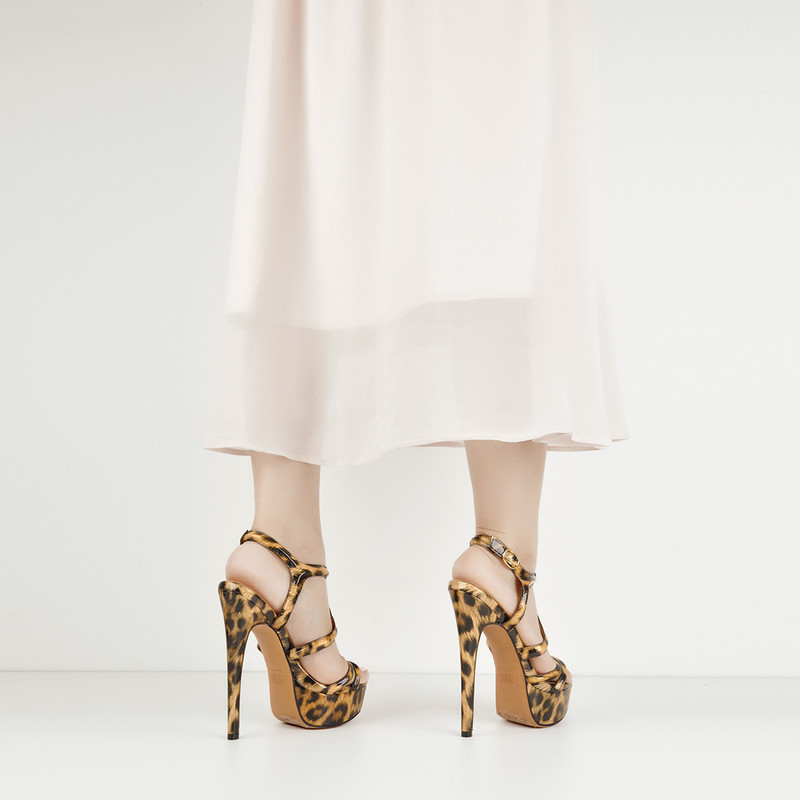 Plattform Stilettos Knöchelriemen Kreuz und Quer Sandalen