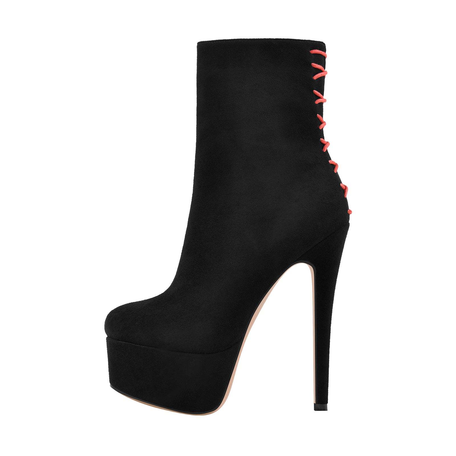 Plateau Stiefeletten Knöchelstiefel verzierte Kreuzriemchen Booties