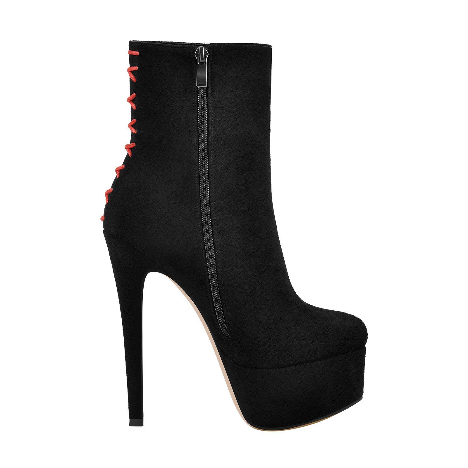 Plateau Stiefeletten Knöchelstiefel verzierte Kreuzriemchen Booties