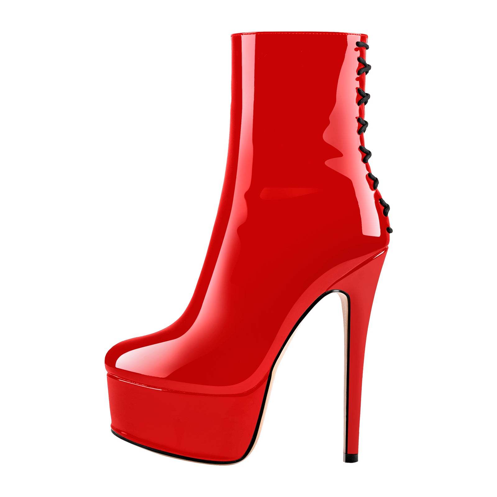 Plateau Stiefeletten Knöchelstiefel verzierte Kreuzriemchen Booties