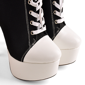 Canvas High Heel Sneaker Lace Up Plattform Stiefeletten