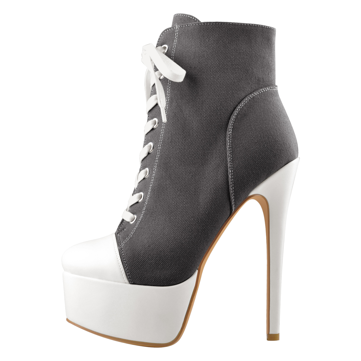Canvas High Heel Sneaker Lace Up Plattform Stiefeletten