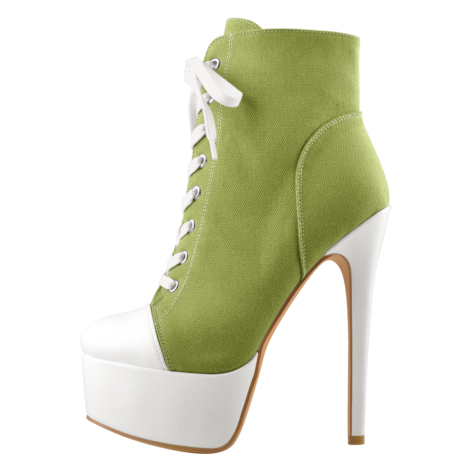Canvas High Heel Sneaker Lace Up Plattform Stiefeletten