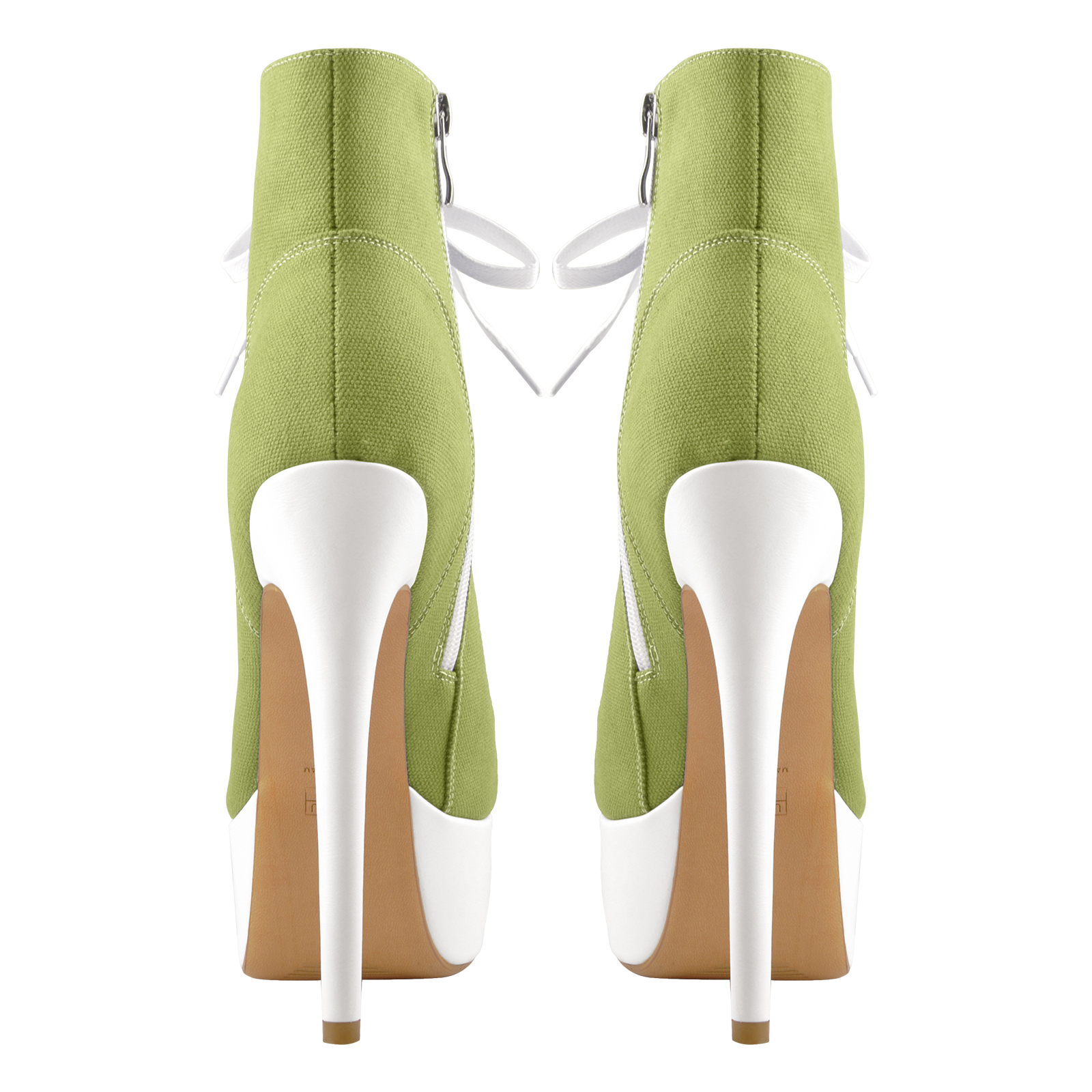 Canvas High Heel Sneaker Lace Up Plattform Stiefeletten