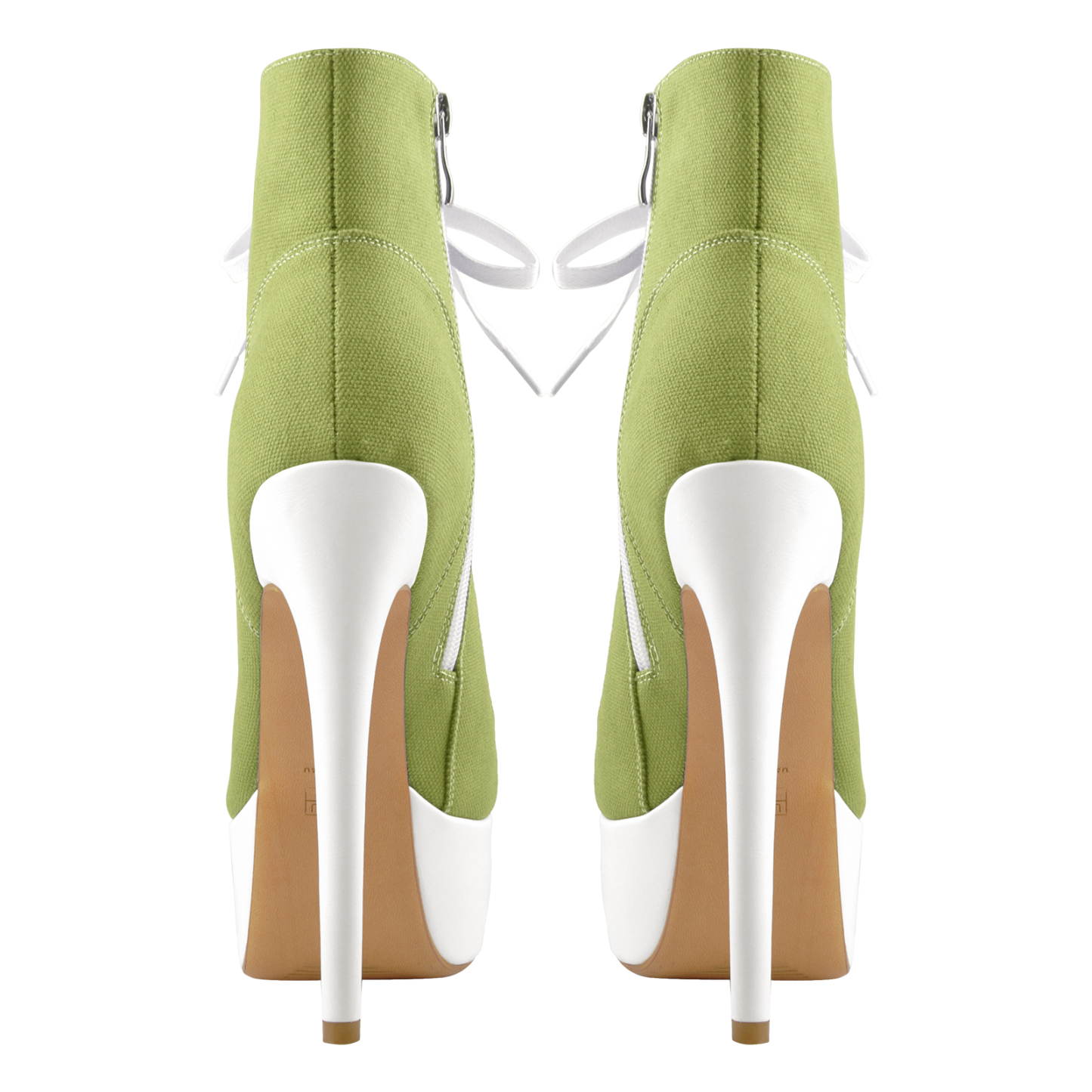 Canvas High Heel Sneaker Lace Up Plattform Stiefeletten