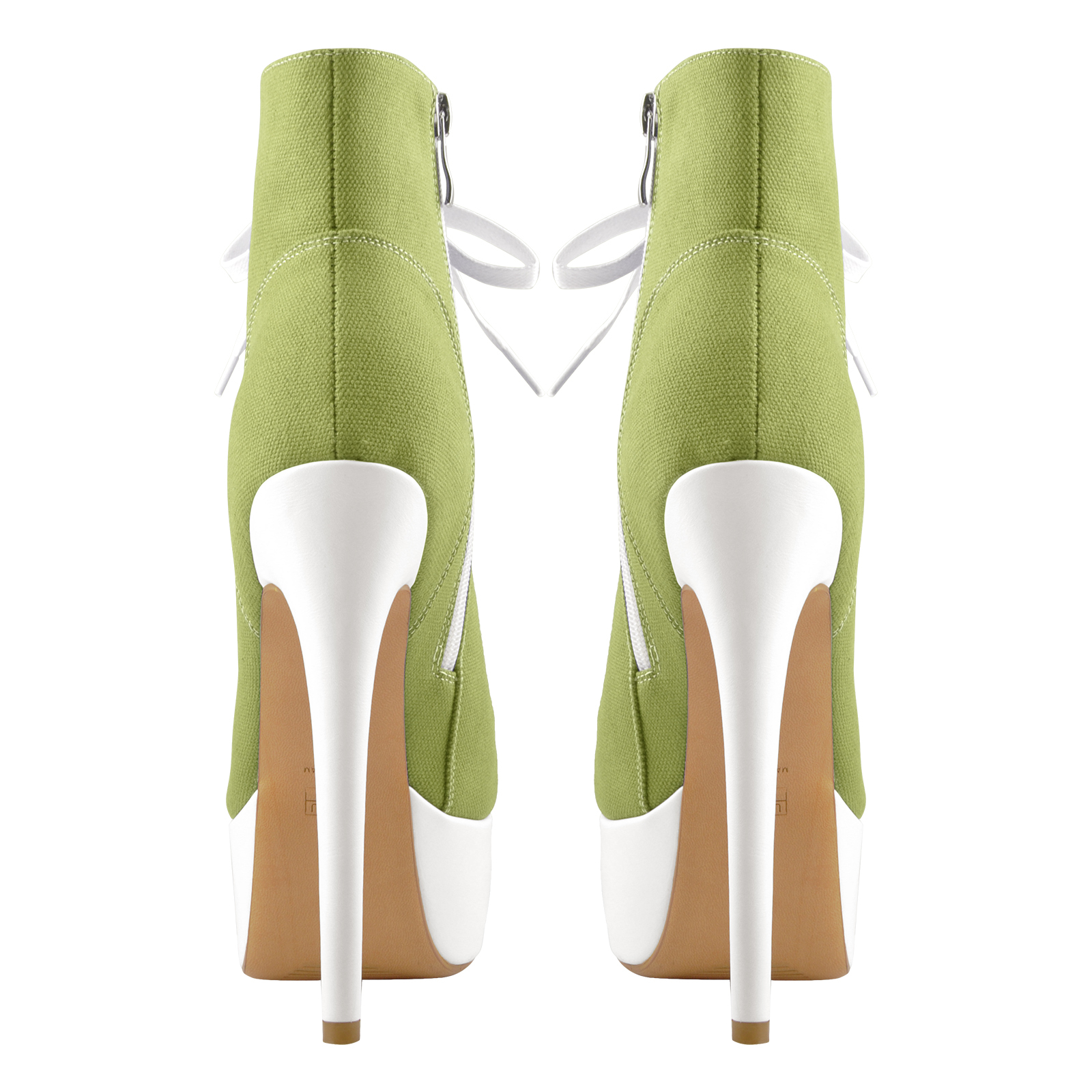 Canvas High Heel Sneaker Lace Up Plattform Stiefeletten