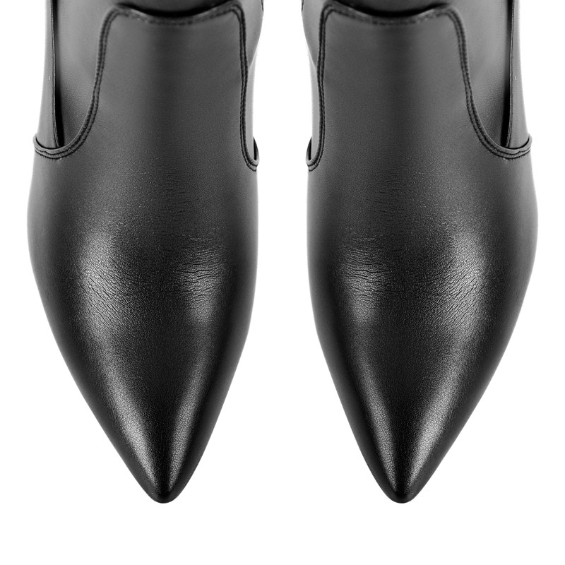 Kniehohe Stretch Stiefel mit spitzer Zehe Dünne Absätz