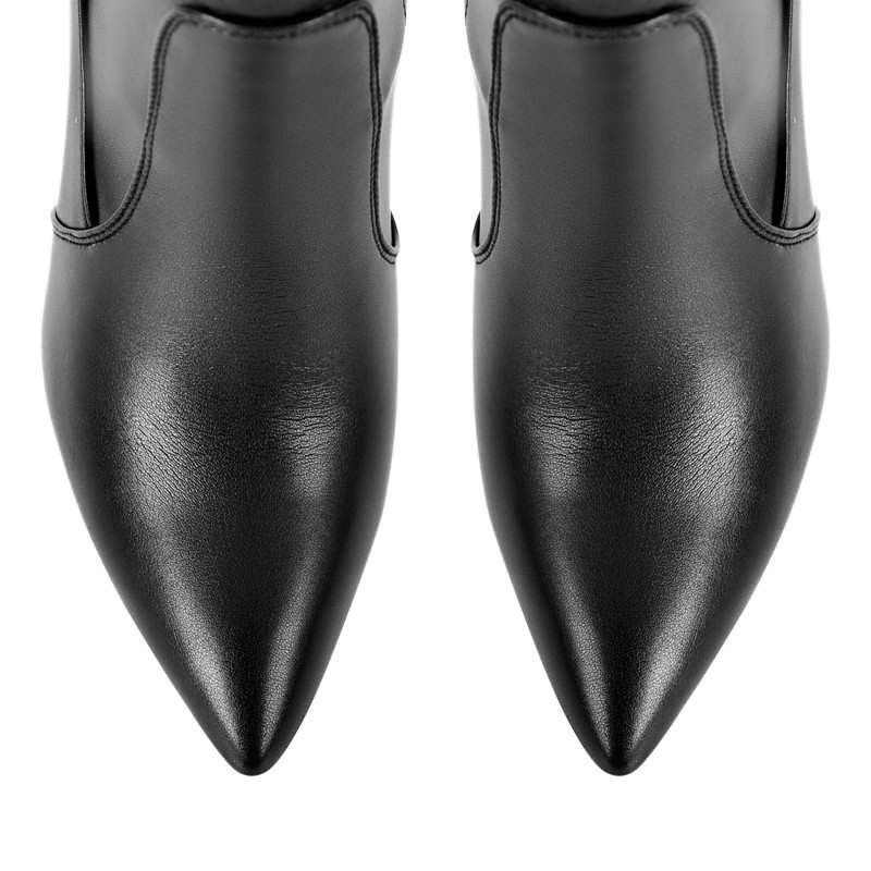 Kniehohe Stretch Stiefel mit spitzer Zehe Dünne Absätz