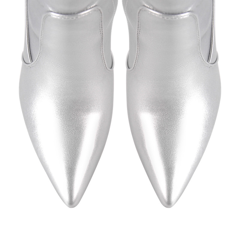 Kniehohe Stretch Stiefel mit spitzer Zehe Dünne Absätz