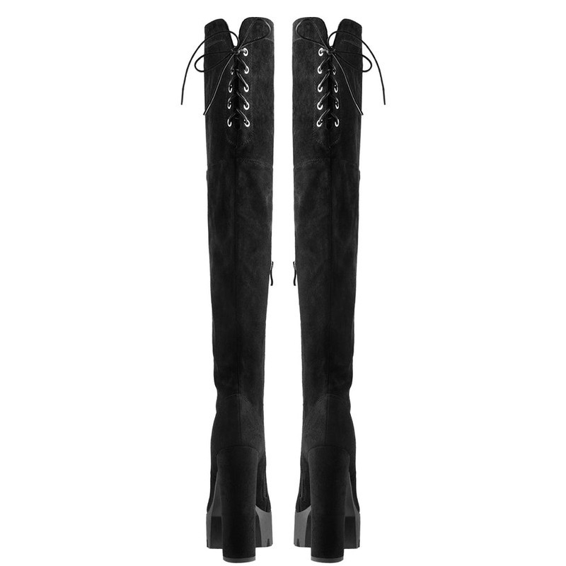 Faux Suede Runde Zehe Oberschenkel hoch Winter Bootie