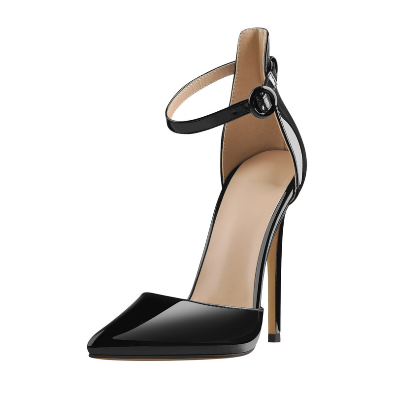 Spitz zulaufende Knöchelriemen Stiletto High Heels Pumps