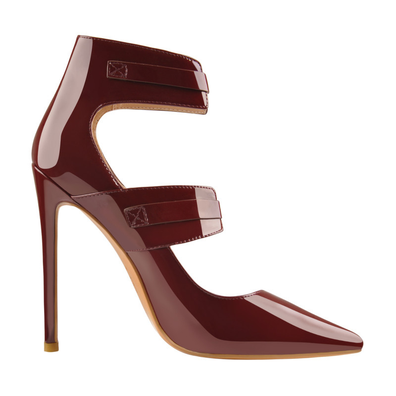 Spitze Zehe doppelte Schnallenriemen Stiletto Pumps