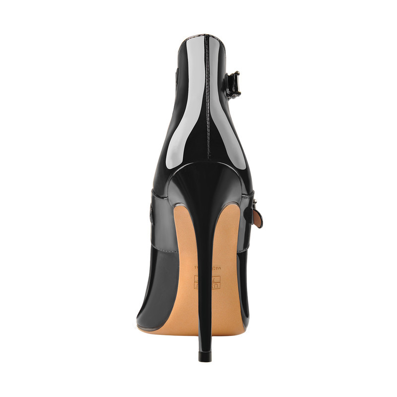Spitze Zehe doppelte Schnallenriemen Stiletto Pumps