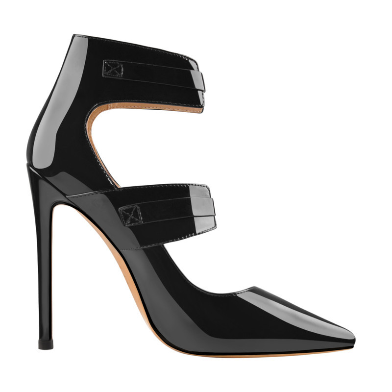 Spitze Zehe doppelte Schnallenriemen Stiletto Pumps