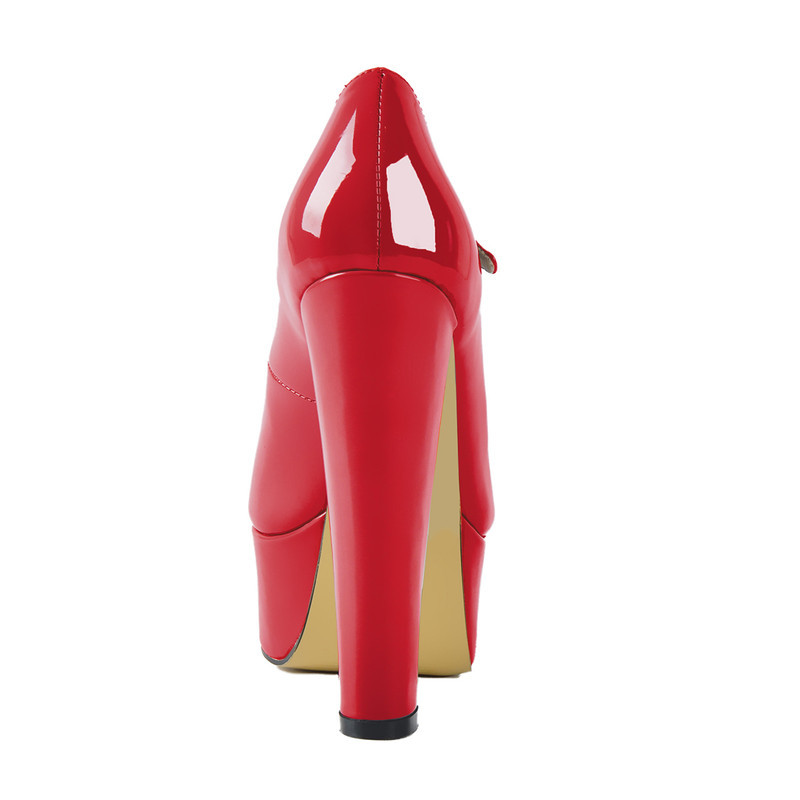 Mary Jane Runde Zehe Knöchelriemen Plattform Pumps